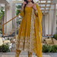 Embroidered Crunchy Silk Gown Set for Festive and Wedding Occasions