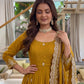 Embroidered Crunchy Silk Gown Set for Festive and Wedding Occasions