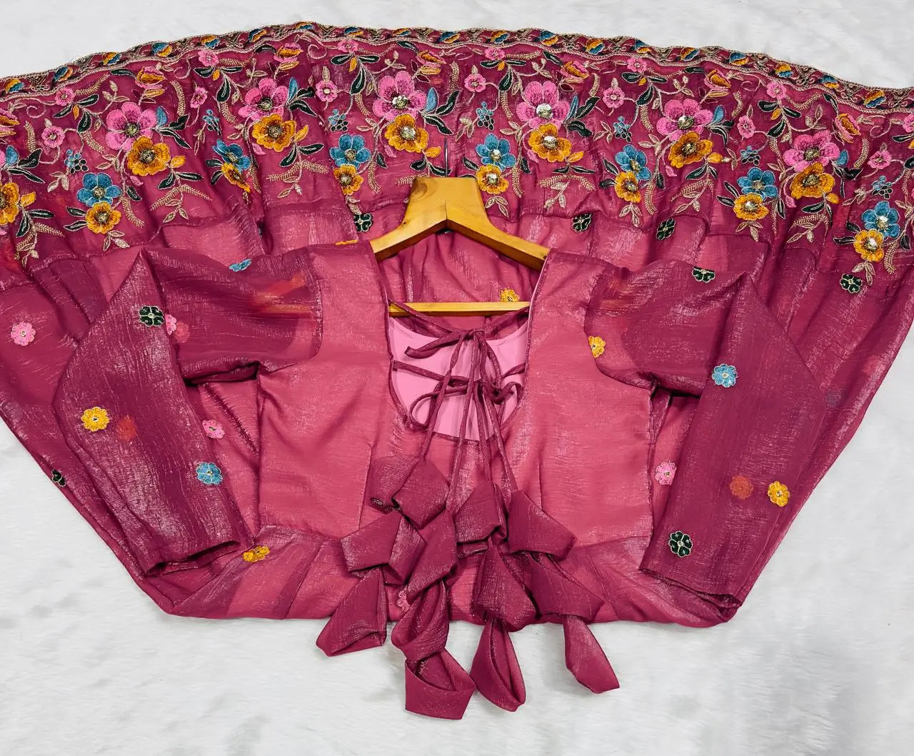 Embroidered Crunchy Silk Gown Sharara Set with Dupatta