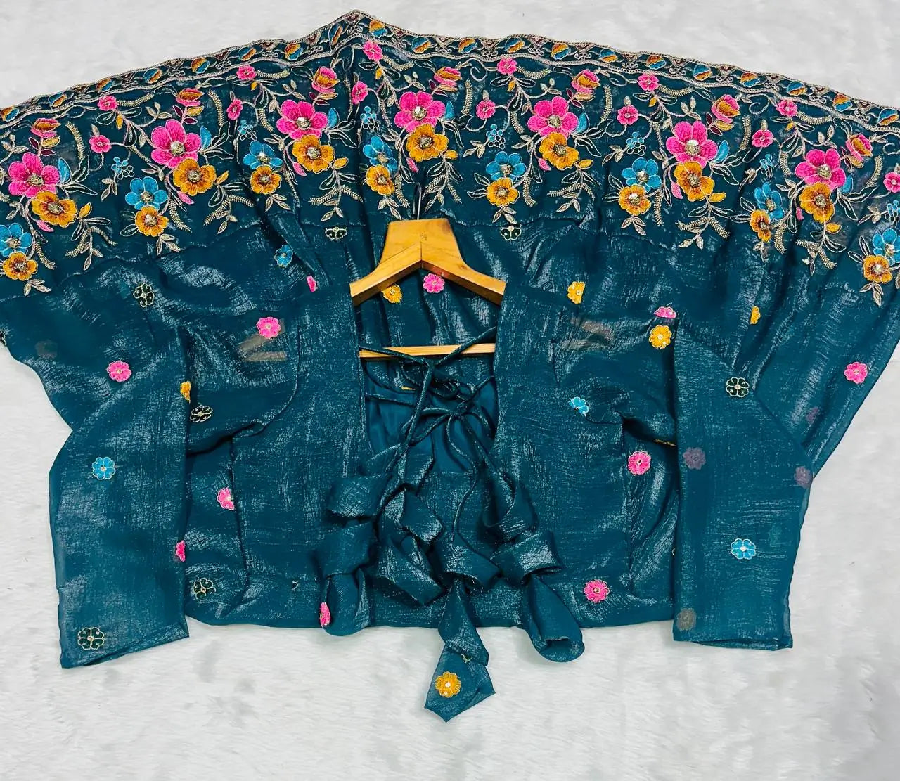 Embroidered Crunchy Silk Gown Sharara Set with Dupatta