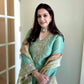 Embroidered Crunchy Silk Palazzo Suit Set