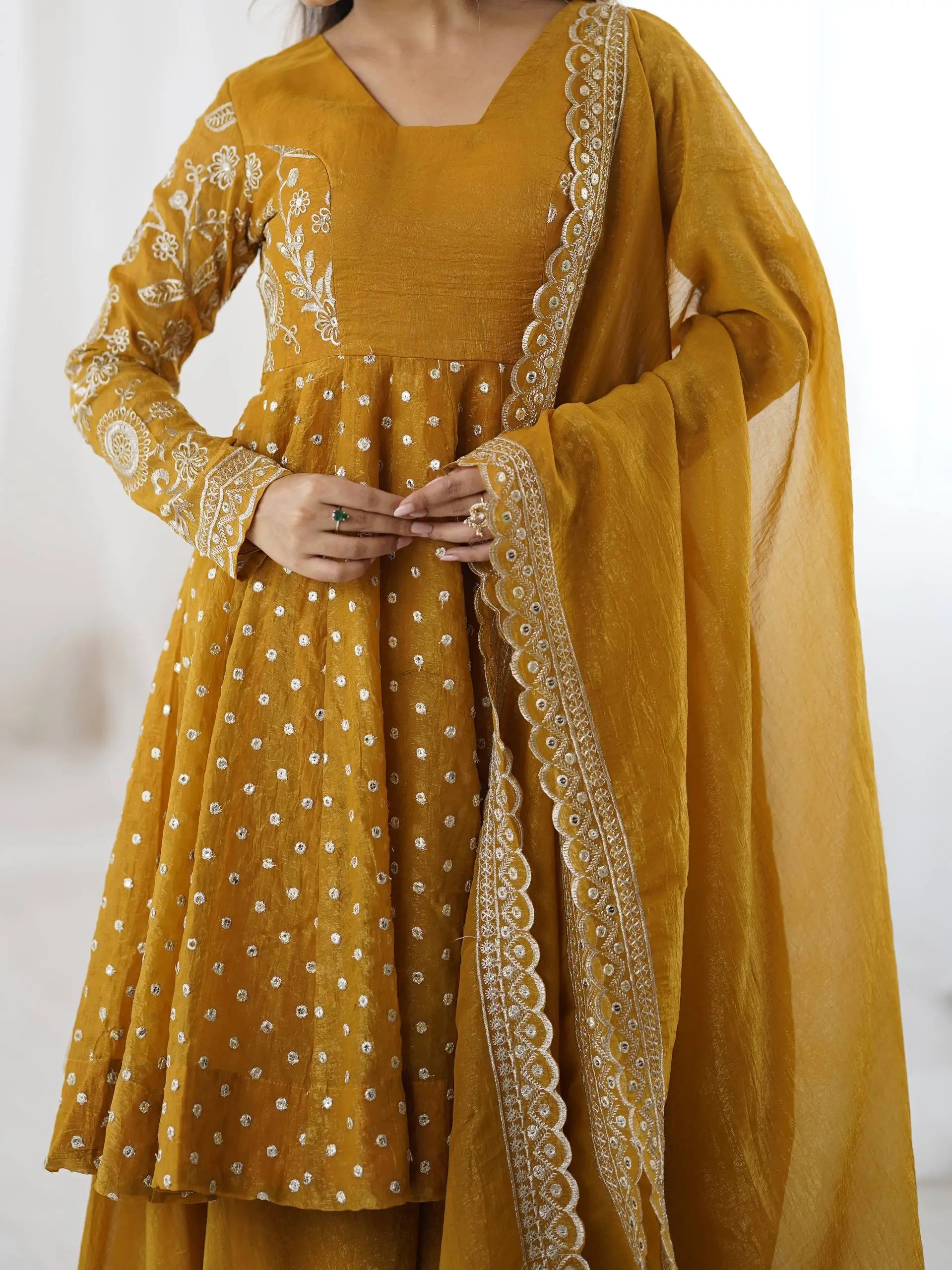 Embroidered Crunchy Silk Sharara Set