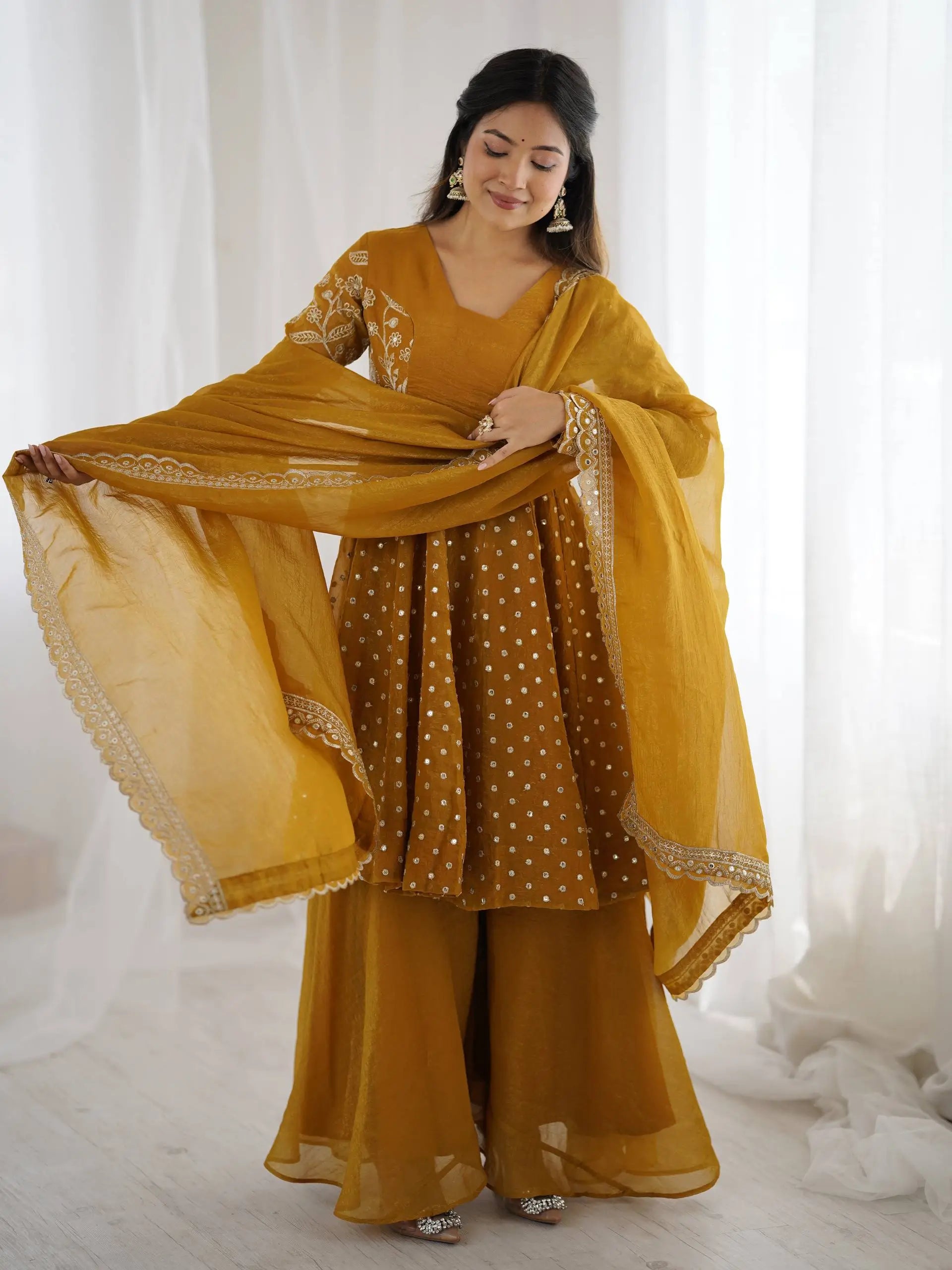 Embroidered Crunchy Silk Sharara Set