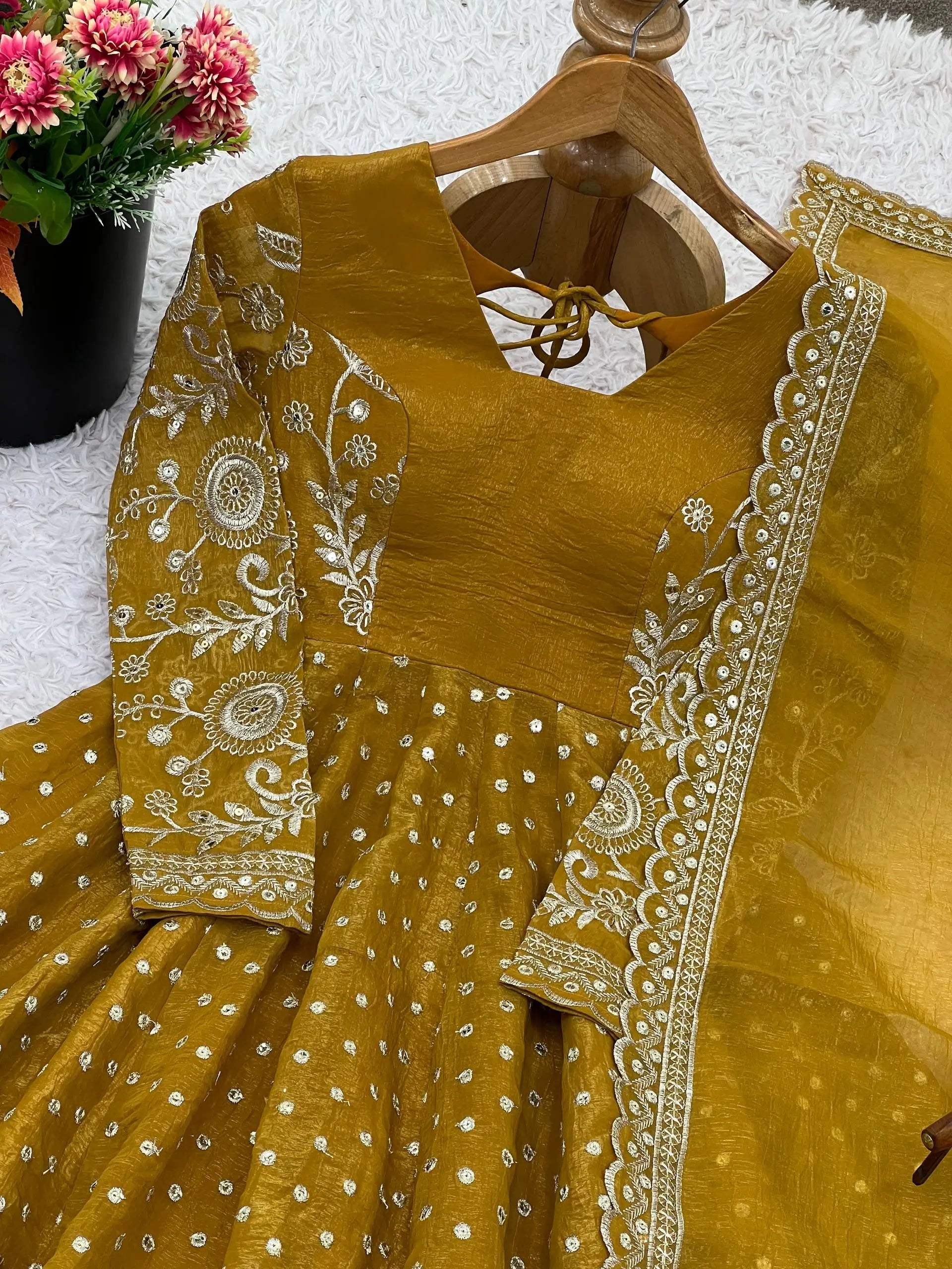Embroidered Crunchy Silk Sharara Set