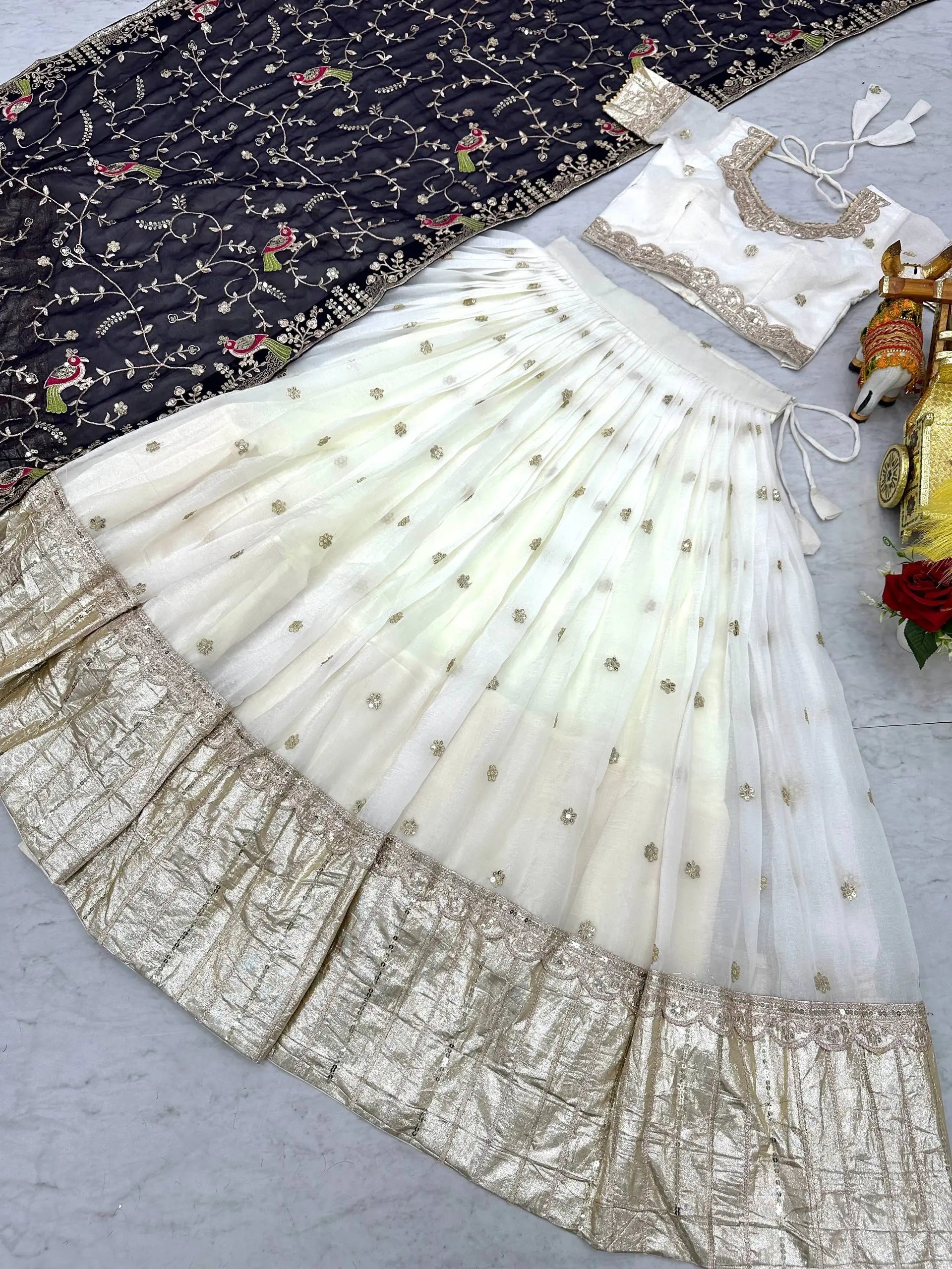 Embroidered Crunchy Silk Wedding Lehenga Choli