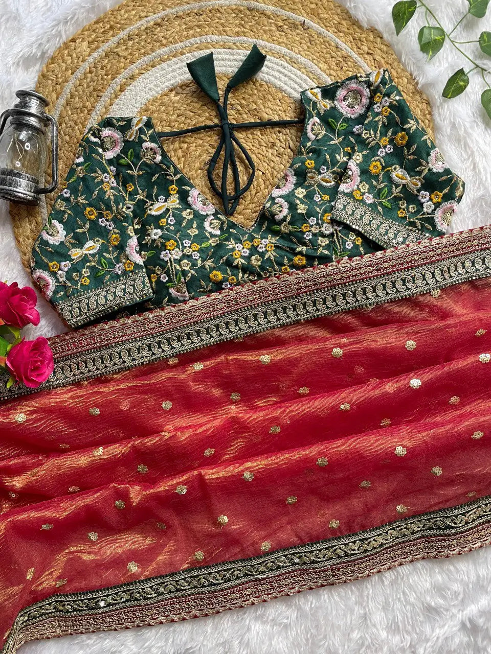 Embroidered Crush Fabric Designer Saree