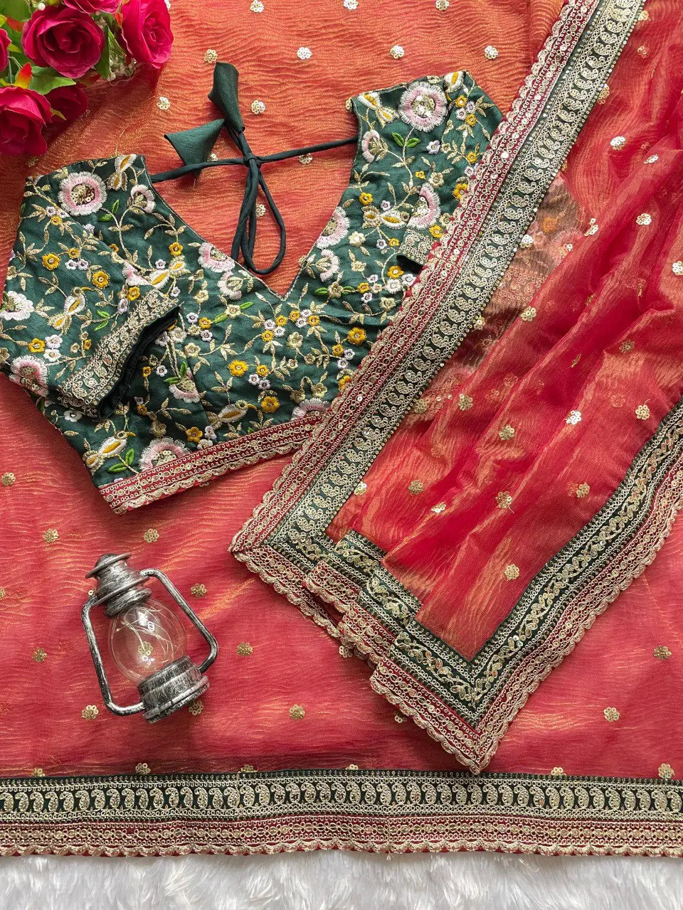 Embroidered Crush Fabric Designer Saree