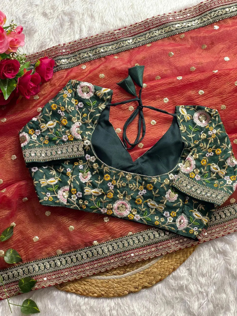 Embroidered Crush Fabric Designer Saree