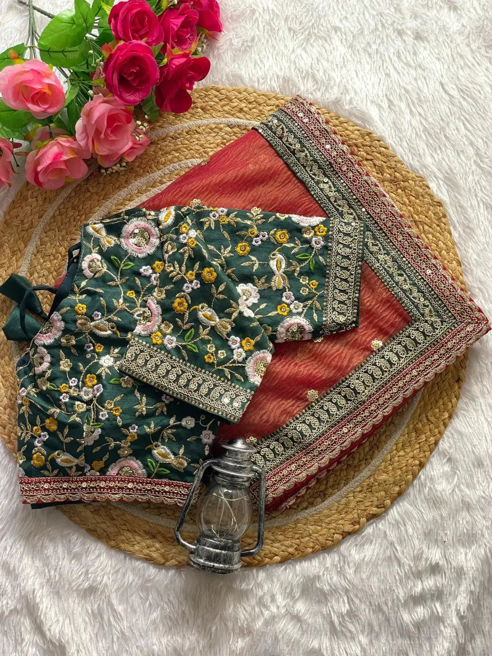 Embroidered Crush Fabric Designer Saree