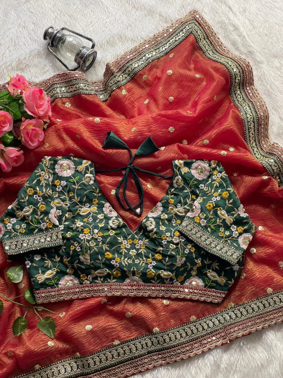 Embroidered Crush Fabric Designer Saree