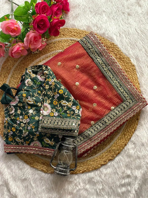 Embroidered Crush Fabric Designer Saree