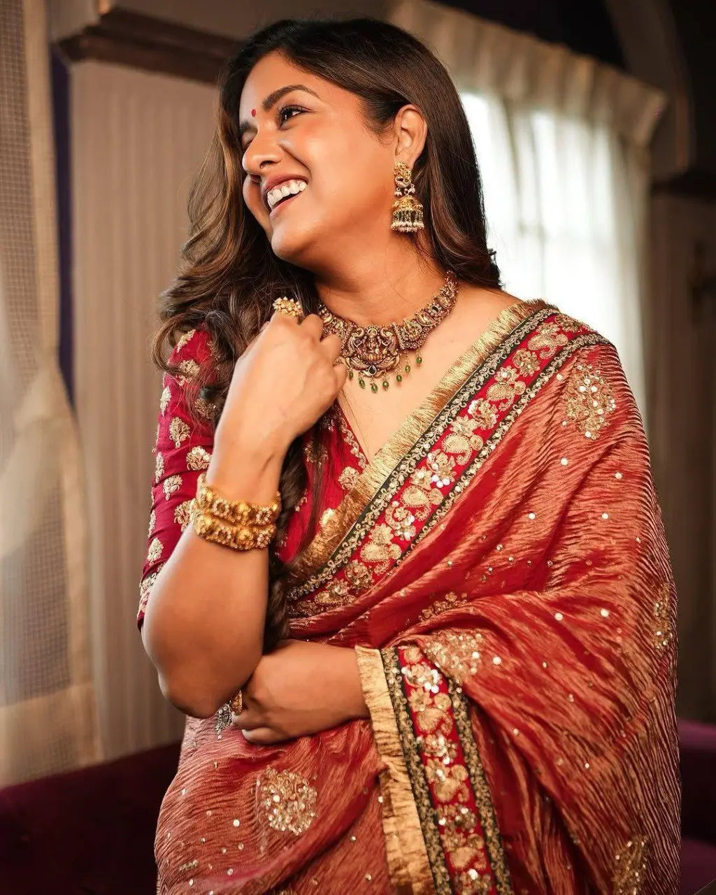 Embroidered Crush Fabric Party Wear Saree