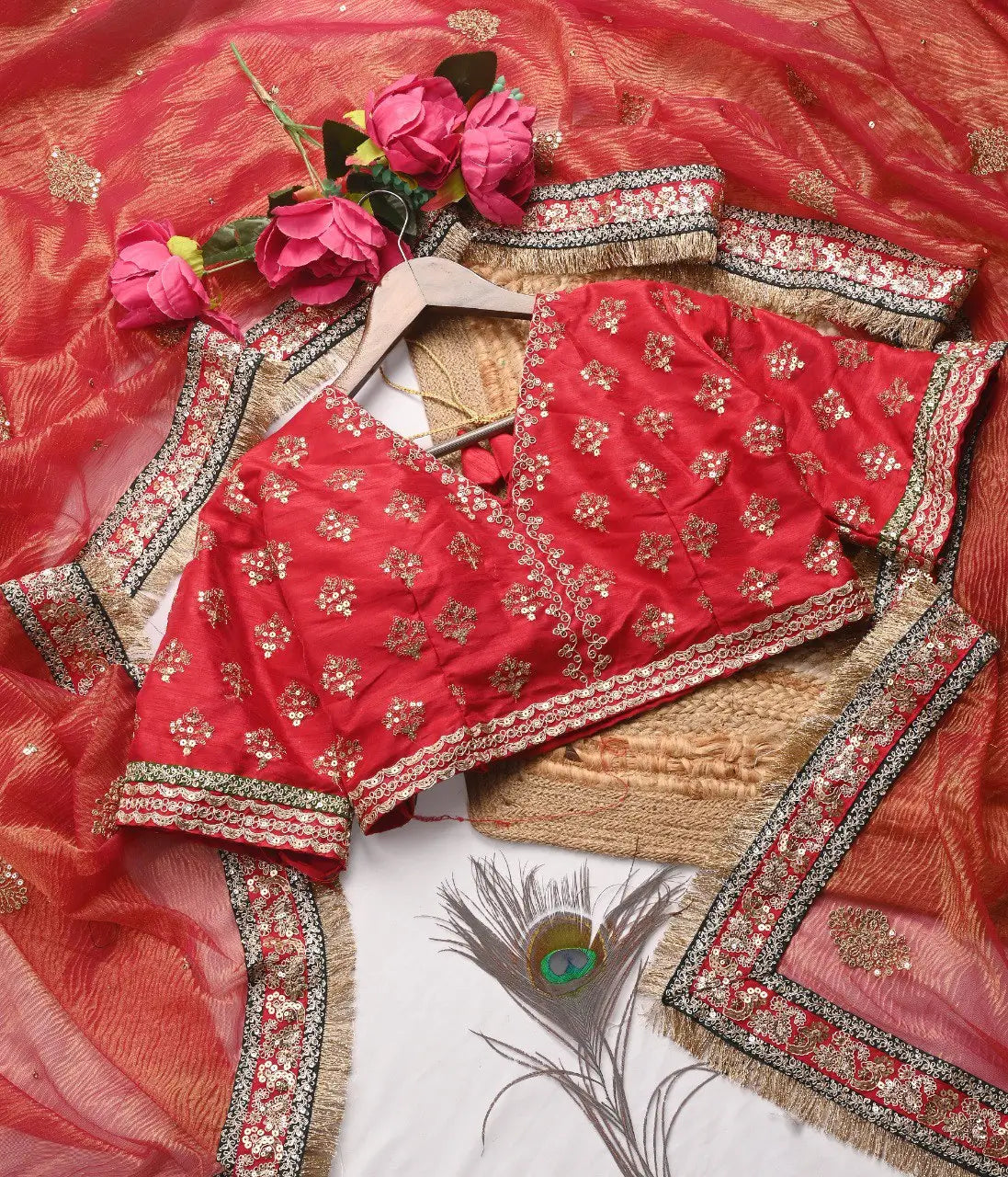 Embroidered Crush Fabric Party Wear Saree