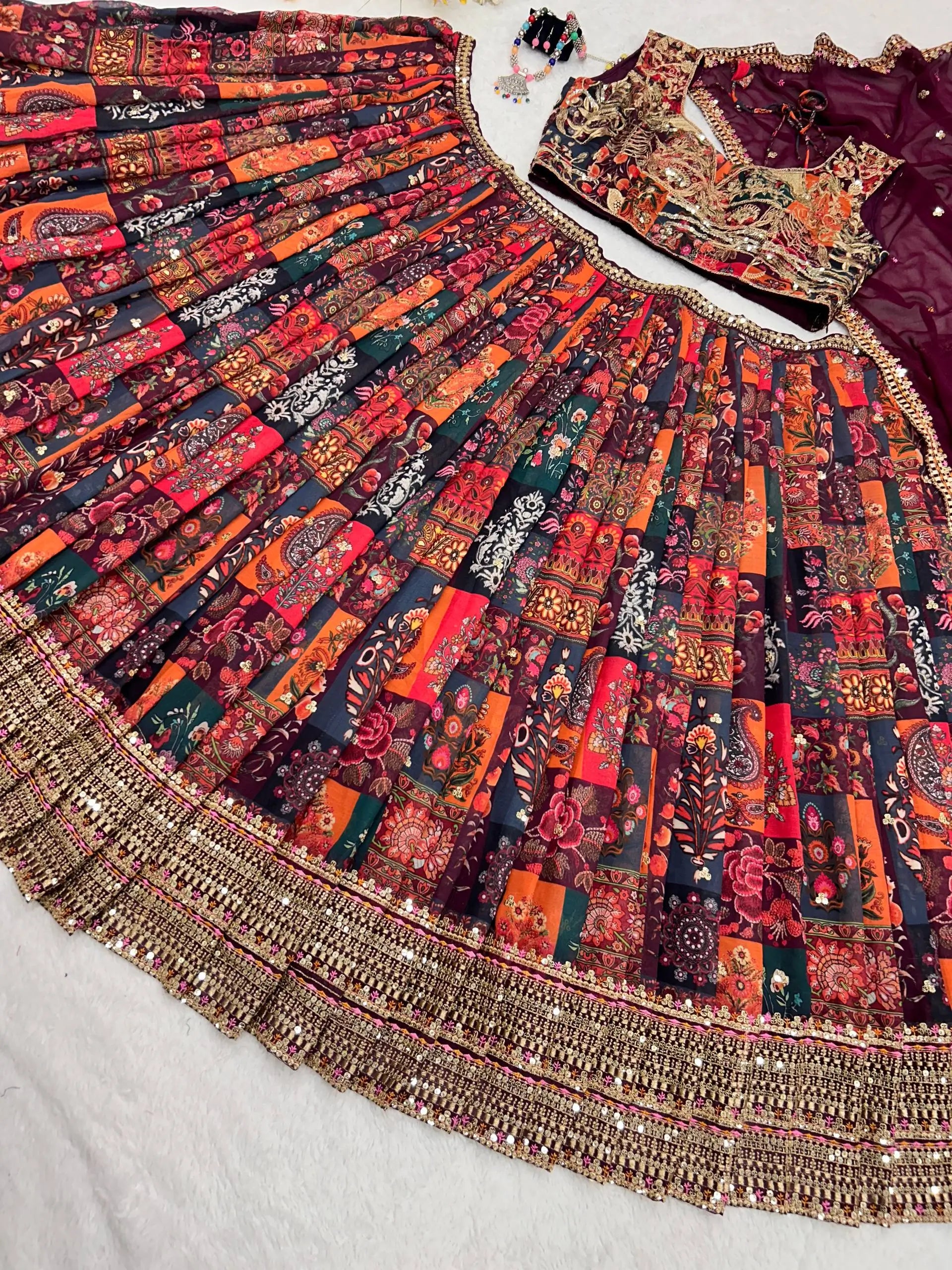 Embroidered Digital Print Lehenga Choli