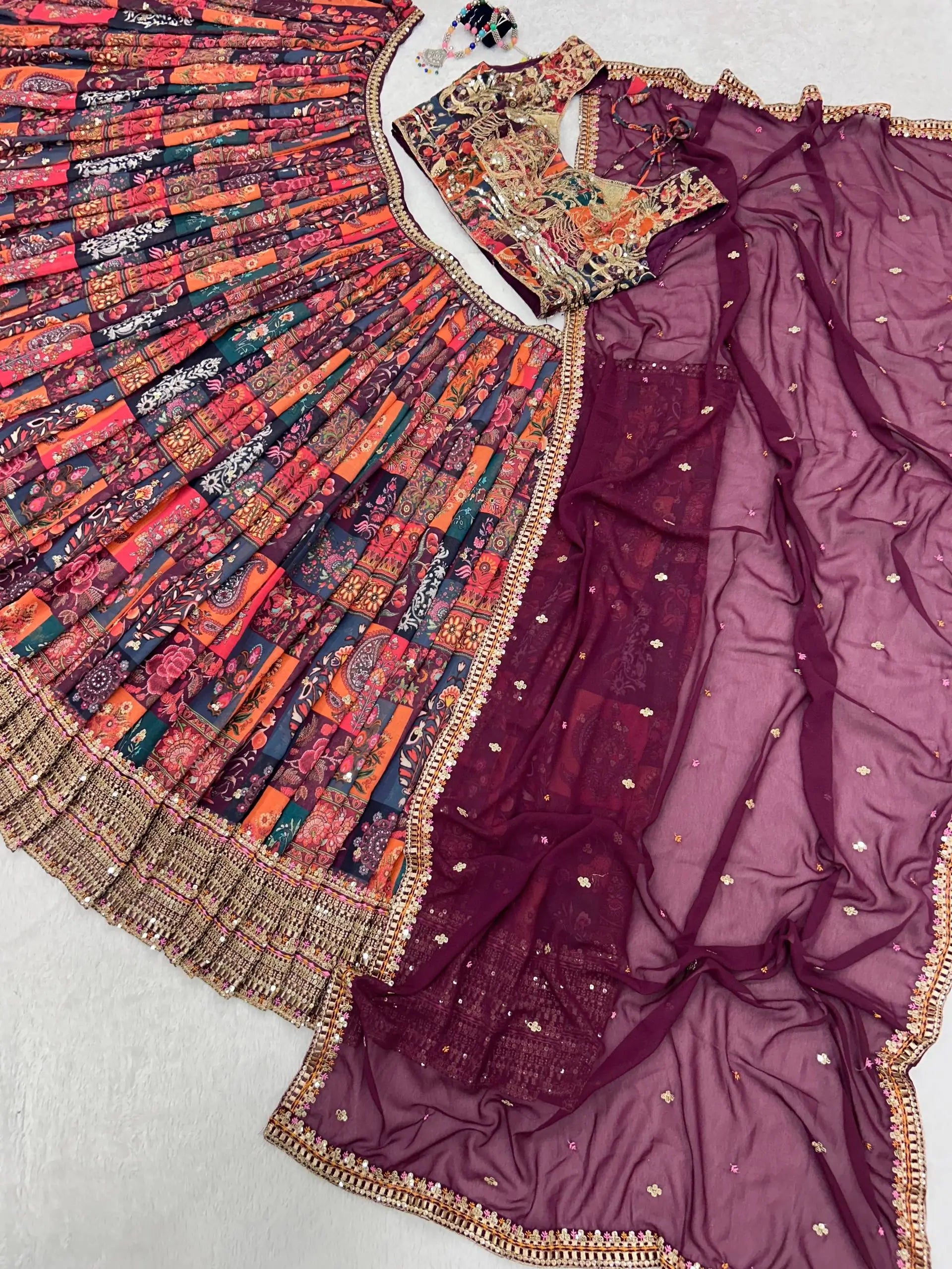 Embroidered Digital Print Lehenga Choli