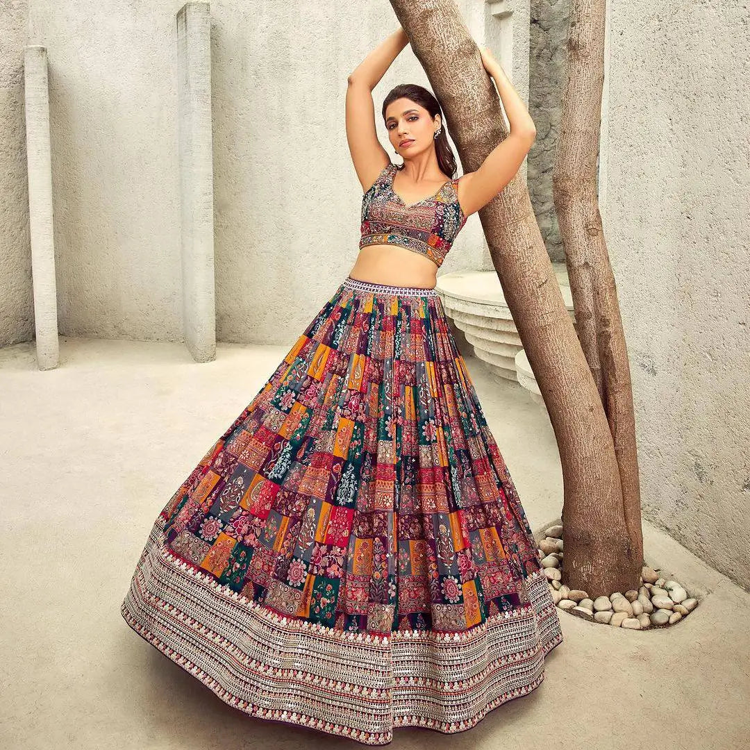 Embroidered Digital Print Lehenga Choli