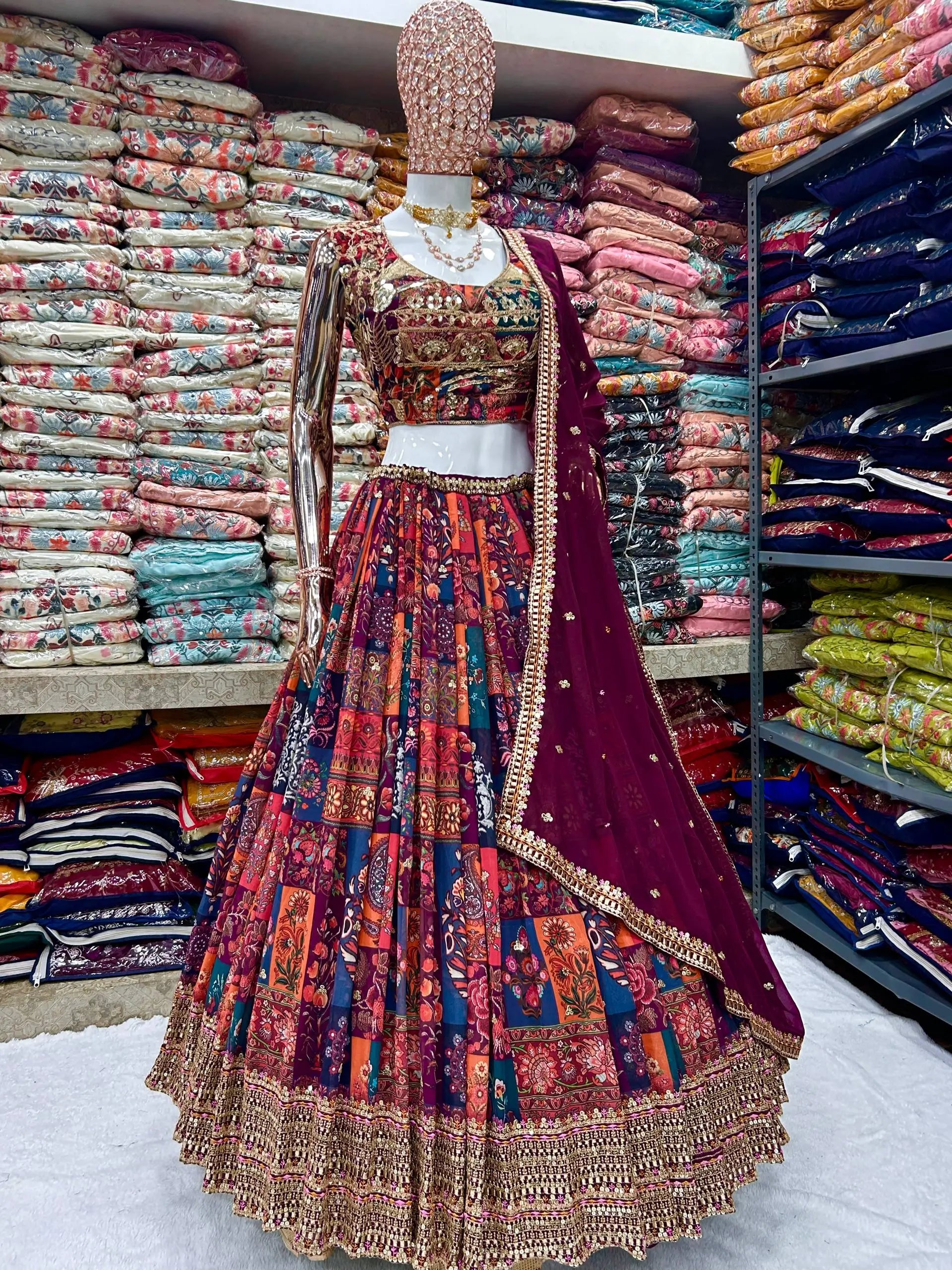 Embroidered Digital Print Lehenga Choli
