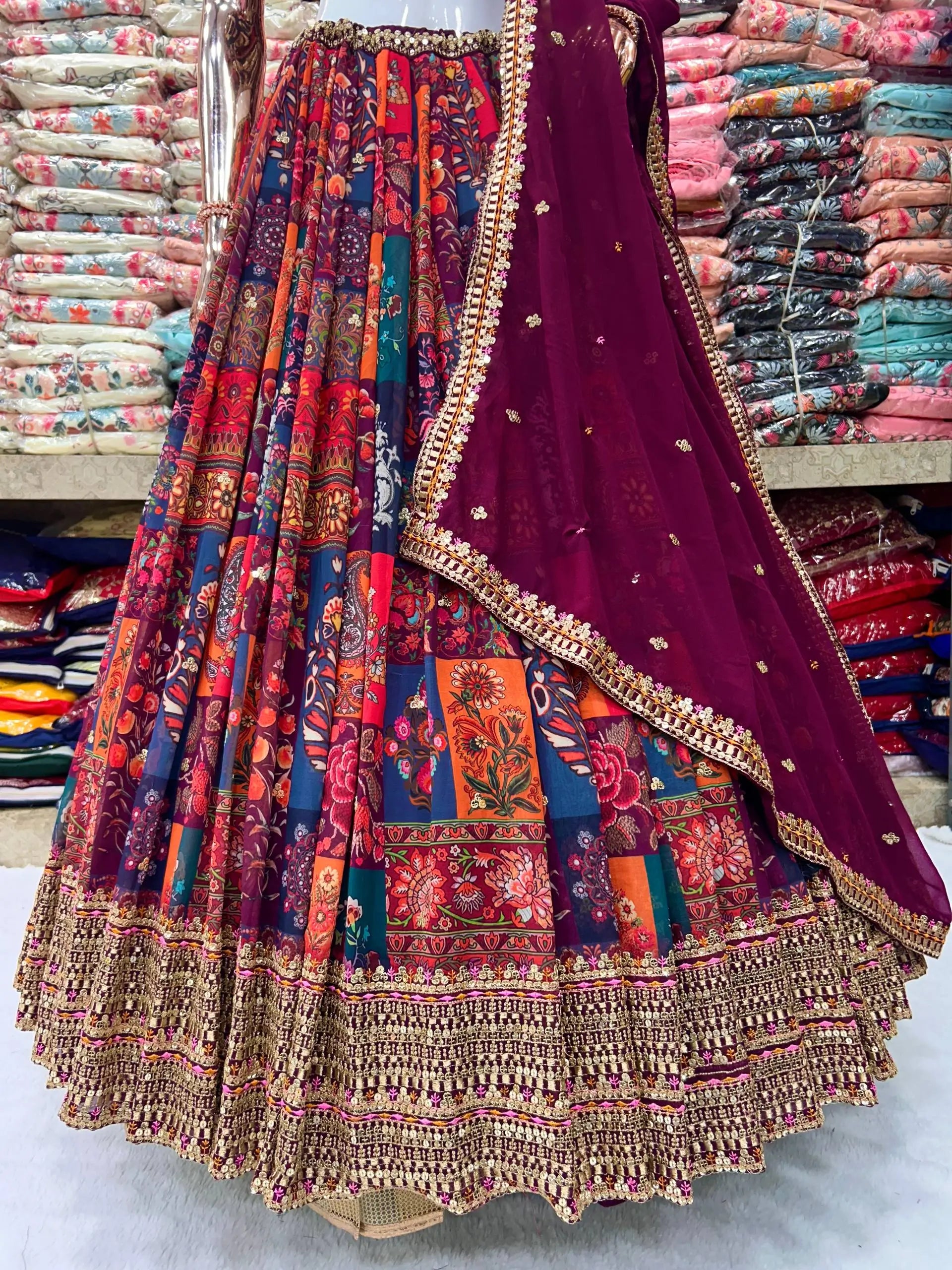 Embroidered Digital Print Lehenga Choli