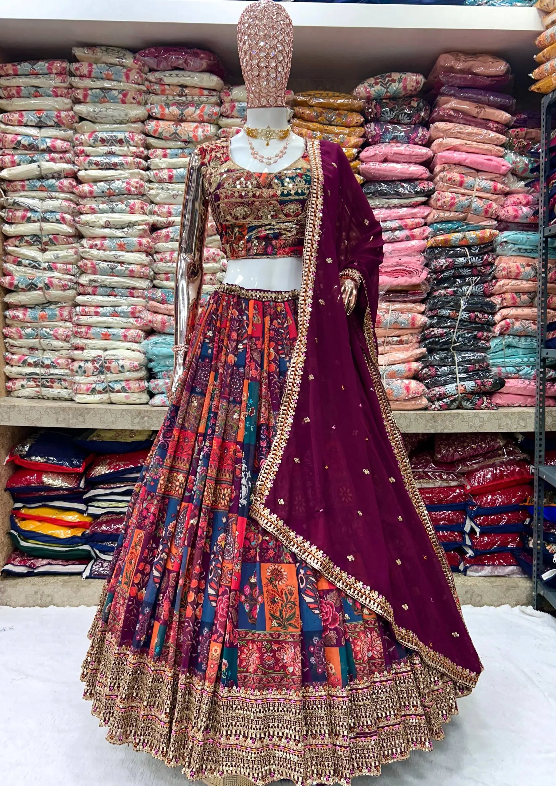 Embroidered Digital Print Lehenga Choli