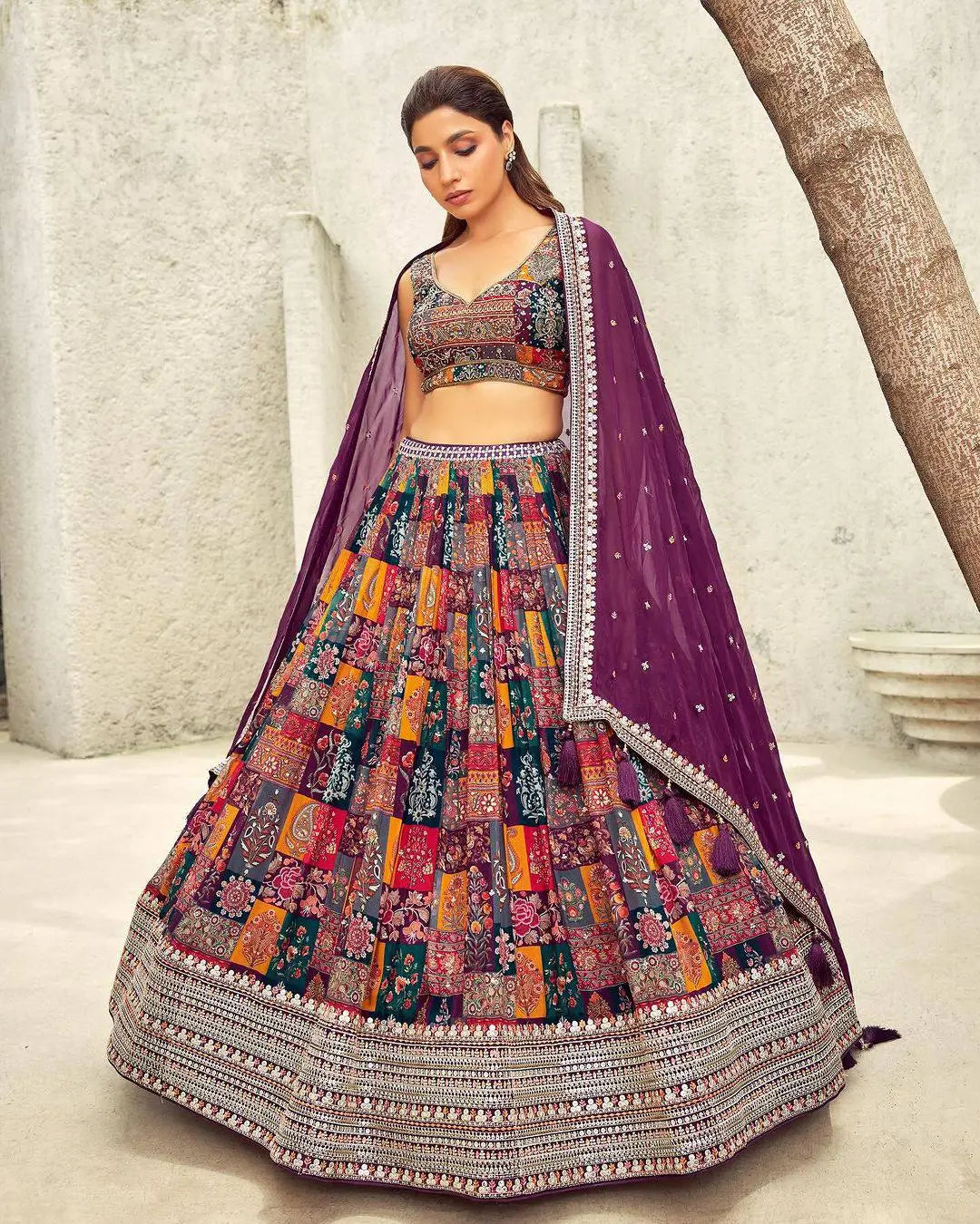 Embroidered Digital Print Lehenga Choli