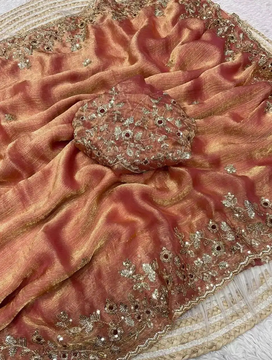 Embroidered Fancy Chiffon Silk Saree