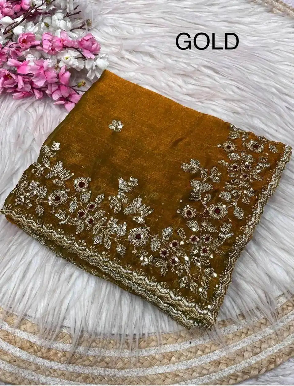 Embroidered Fancy Chiffon Silk Saree