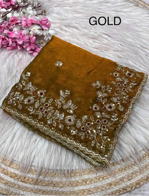 Embroidered Fancy Chiffon Silk Saree