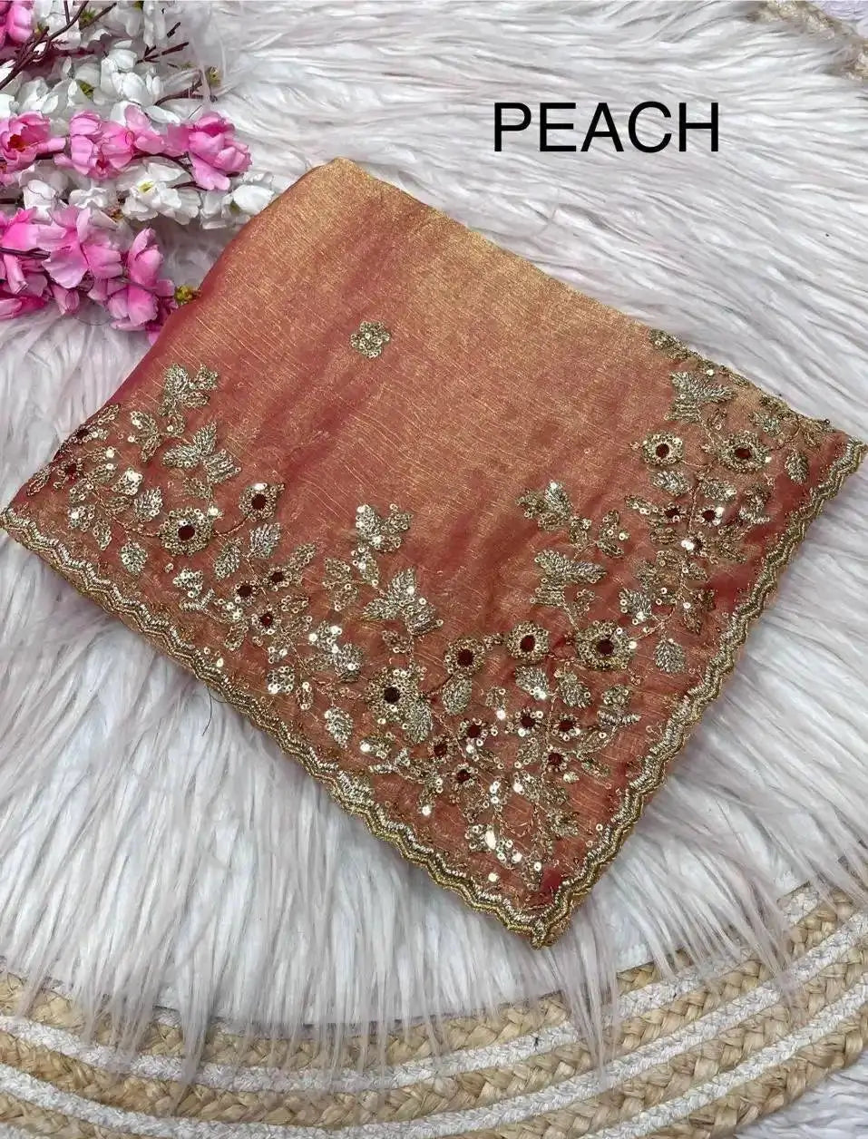 Embroidered Fancy Chiffon Silk Saree