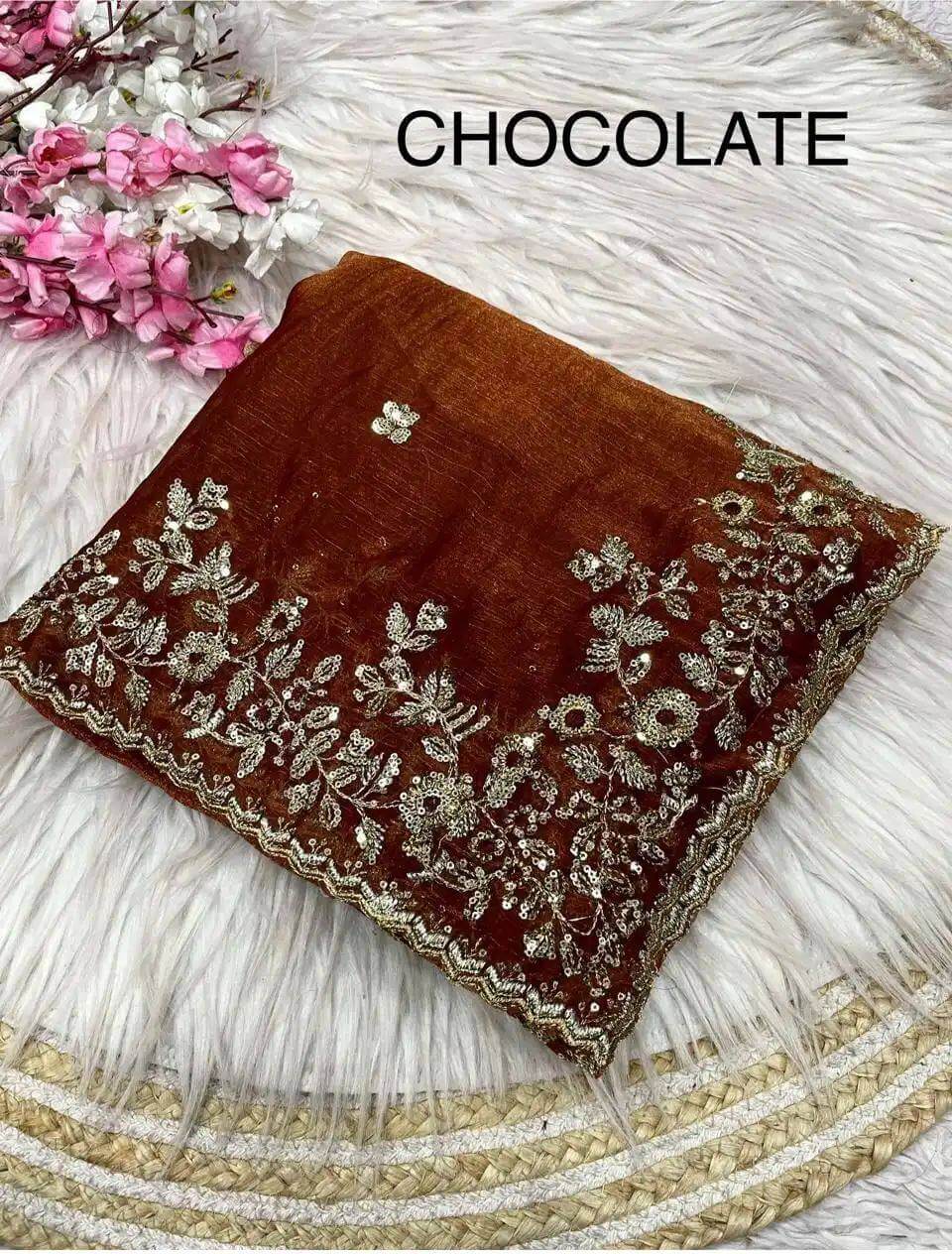 Embroidered Fancy Chiffon Silk Saree