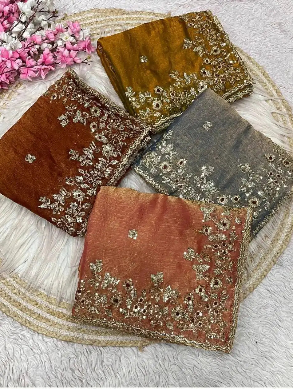 Embroidered Fancy Chiffon Silk Saree