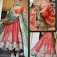 Embroidered Fancy Satin Gown Set with Pant and Dupatta