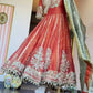 Embroidered Fancy Satin Gown Set with Pant and Dupatta