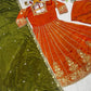 Embroidered Fancy Satin Gown Set with Pant and Dupatta