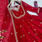 Embroidered Fandy Silk Anarkali Set