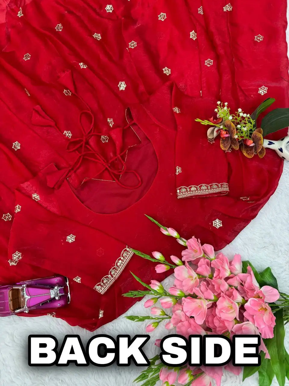 Embroidered Fandy Silk Anarkali Set