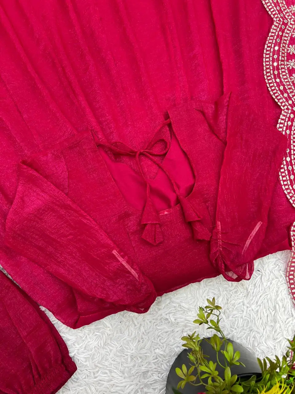 Embroidered Fandy Silk Designer Gown Set