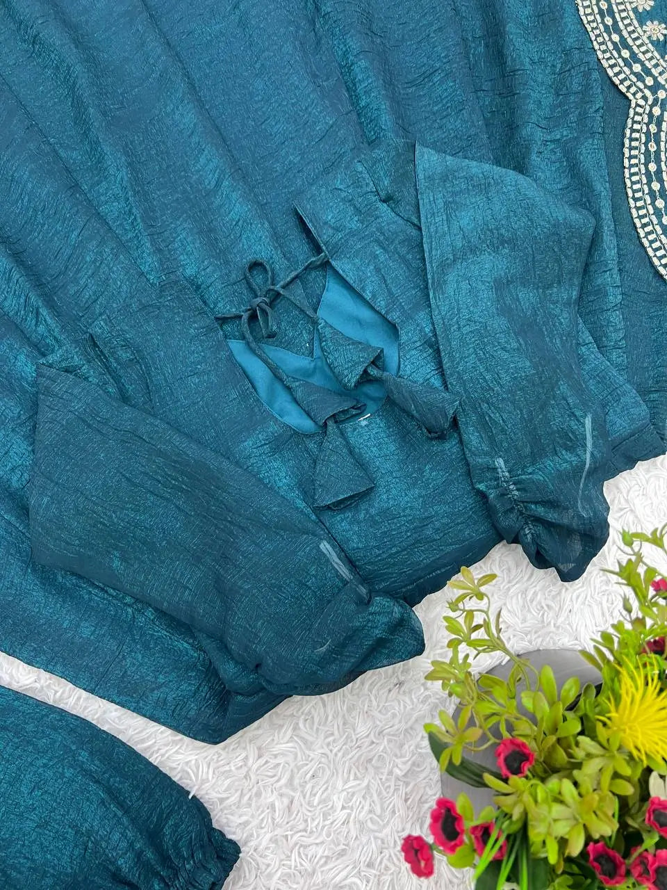 Embroidered Fandy Silk Designer Gown Set