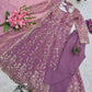 Embroidered Fandy Silk Gown Set with Dupatta and Pant