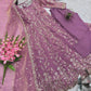 Embroidered Fandy Silk Gown Set with Dupatta and Pant