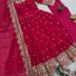 Embroidered Fandy Silk Gown Set with Dupatta and Pant