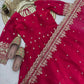 Embroidered Fandy Silk Gown Set with Dupatta and Pant