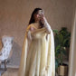 Embroidered Fandy Silk Gown Set with Dupatta and Pant