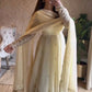 Embroidered Fandy Silk Gown Set with Dupatta and Pant