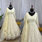 Embroidered Fandy Silk Gown Set with Dupatta and Pant