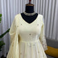 Embroidered Fandy Silk Gown Set with Dupatta and Pant