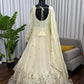 Embroidered Fandy Silk Gown Set with Dupatta and Pant