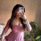 Embroidered Fandy Silk Gown Set with Dupatta and Pant