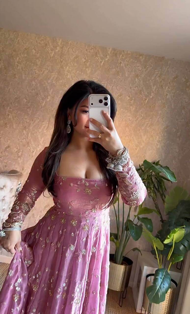 Embroidered Fandy Silk Gown Set with Dupatta and Pant