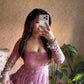 Embroidered Fandy Silk Gown Set with Dupatta and Pant