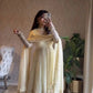 Embroidered Fandy Silk Gown Set with Dupatta and Pant